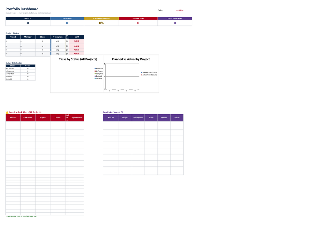 Project & Task Tracker (Gantt) — Excel Template