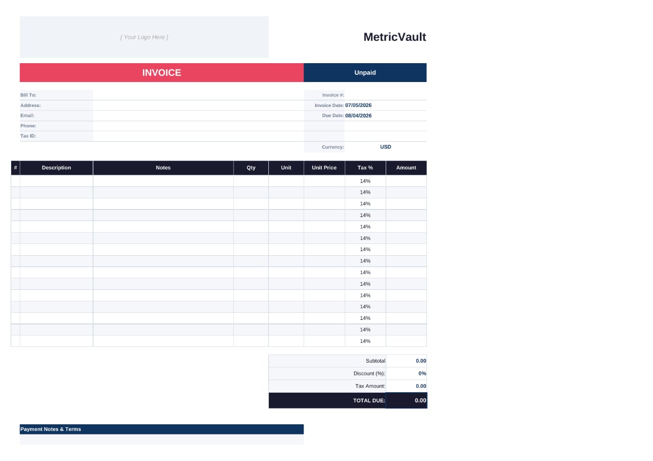 Invoice & Quotation Generator — Excel Template